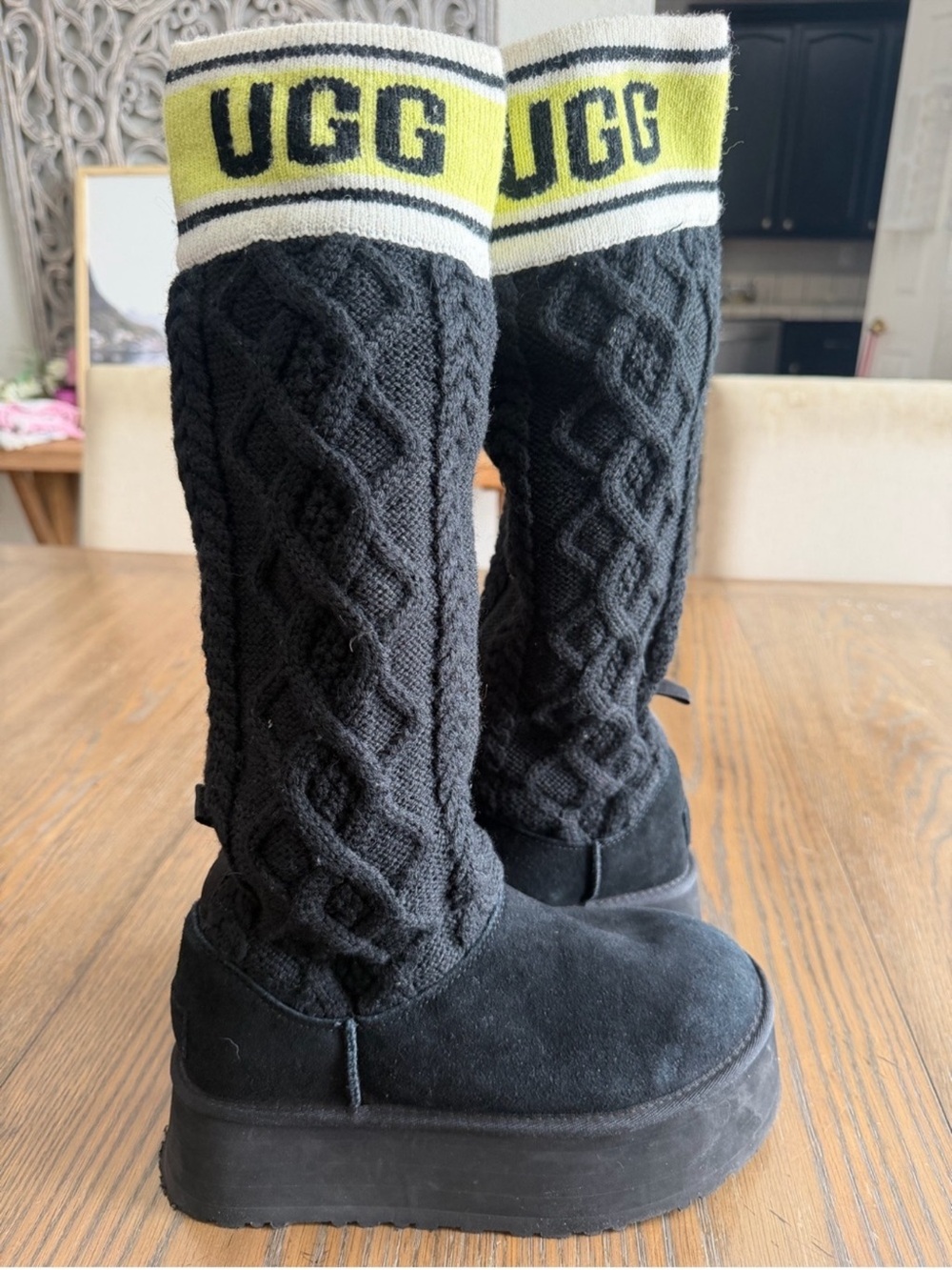 UGG Sweater Letter Knit Cuffed Platform Boot - Picture 2 of 6